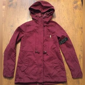 NEW AMBIANCE Women's Military Utility Jacket Burgundy Size Small S NWT